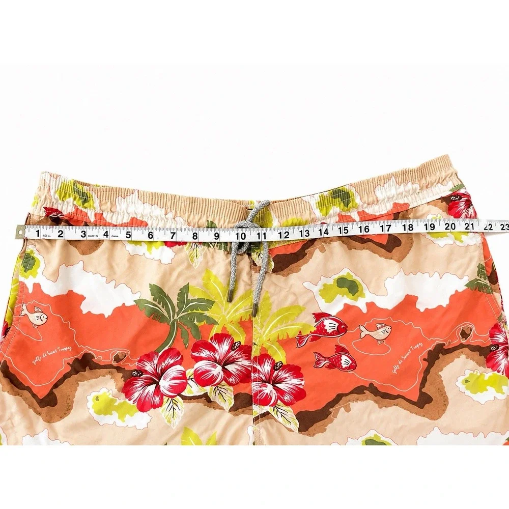 Vilebrequin XXL Golfe de Saint-Tropez Swim Trunks Floral Map Print Drawstring